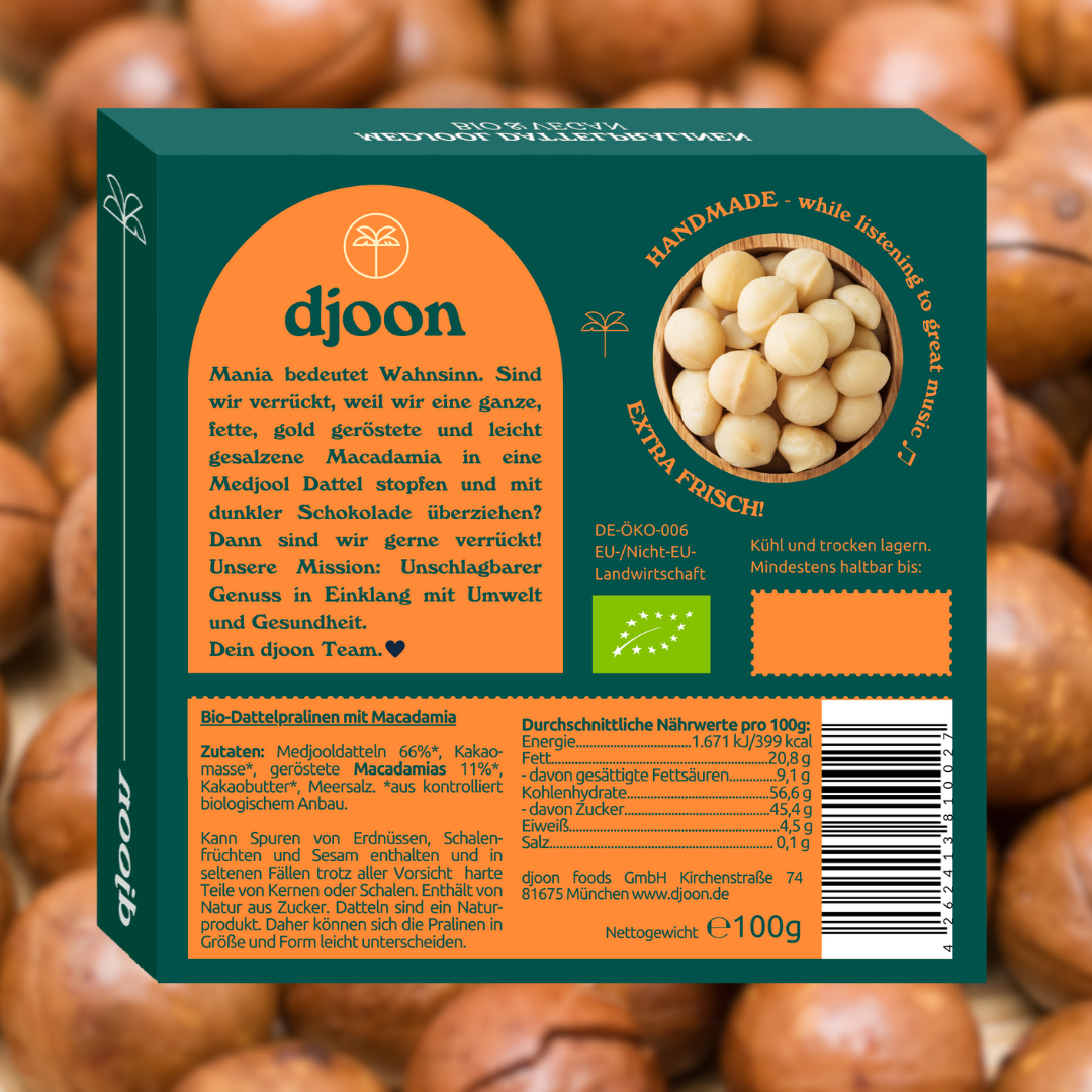 Dattelpralinen: Macadamia Mania (Bio)